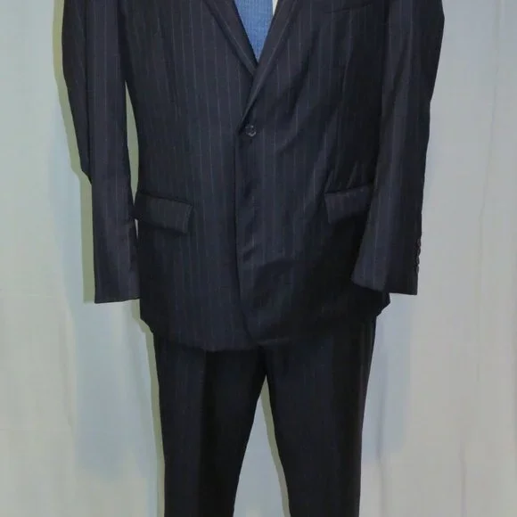 Brooks Brothers Current Custom Made Navy Striped Two Button Suit 44R NWOT